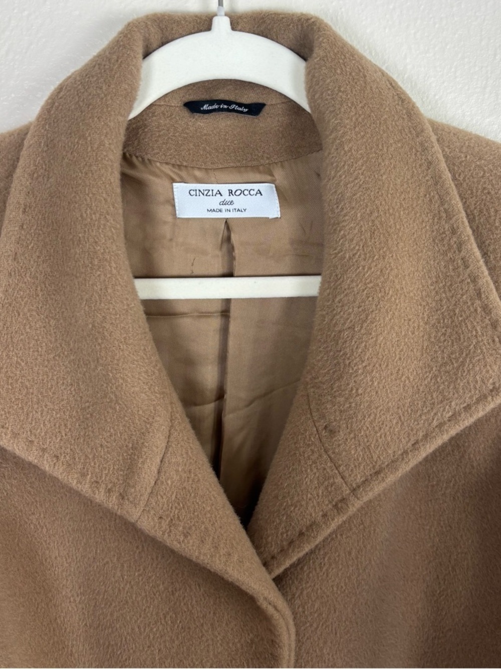 Cinzia Rocca Long Coat Baby Alpaca & Wool Women’s Size US 12 Brown Pockets - Picture 3 of 7